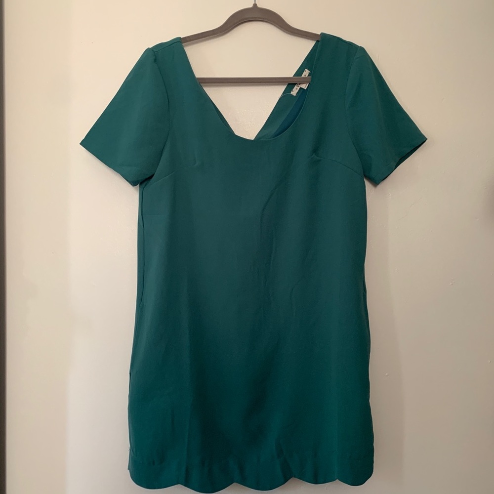 Very J Green Shift Dress Scallop Hem Nordstrom